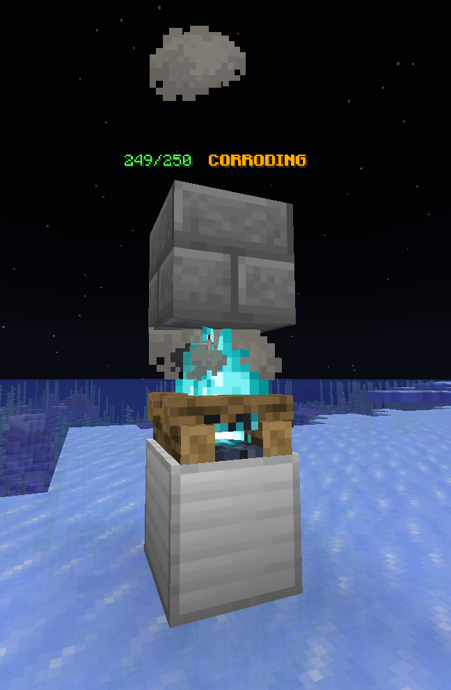 Soul campfire acid beneath a reinforced block